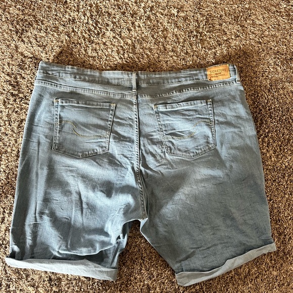Faded Blue Bermuda Jean Shorts with Rolled Hems - Picture 2 of 3